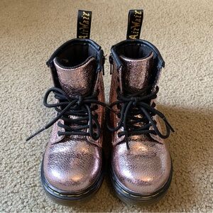 Dr Doc Martens 1460T Pascal Toddler Girls Metallic Peach/Pink Boots Size 8 Zip
